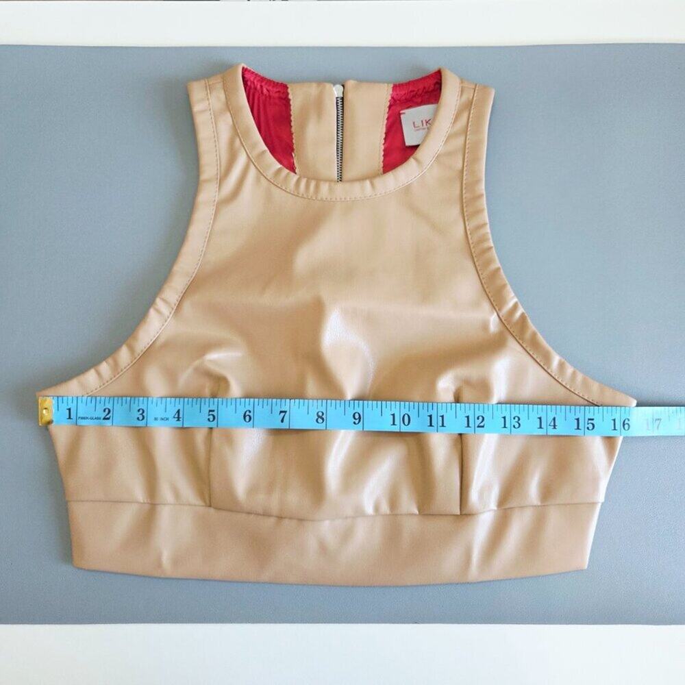 LIKA Faux Leather Crop Top -Beige-Small-Streetwear-Luxury Grunge Glamour - Picture 5 of 10